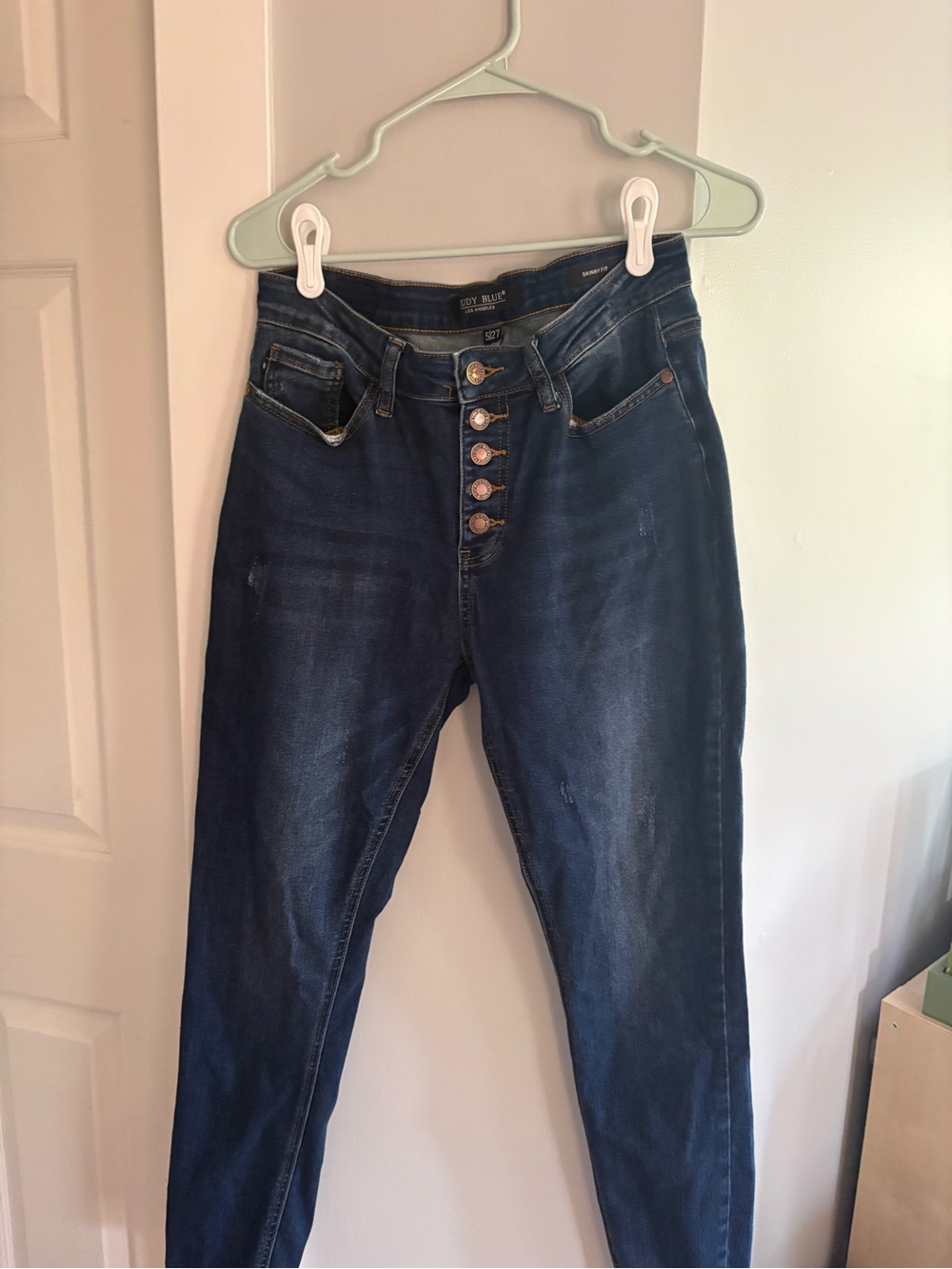 Judy Blue Dark Blue High-Rise Button-Fly Skinny Jeans